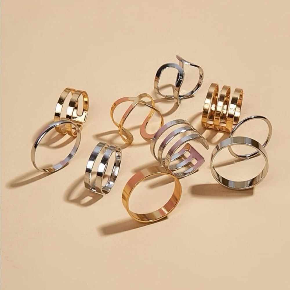Multi 10pc Colored Ring Set - Picture 2 of 2